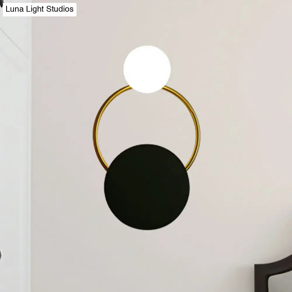 DecorBites™ Modern Black and Gold Round Wall Sconce for Bedside Lighting