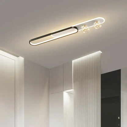 Modern black and gold starry strip flush mount bedroom light