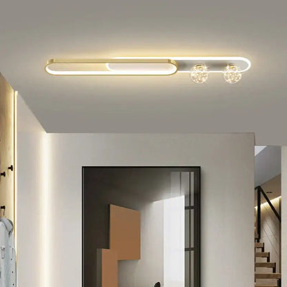 Modern black and gold starry strip flush mount bedroom light
