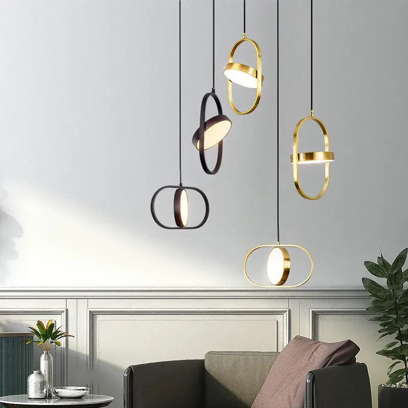 Modern black and gold trumpet pendant light for dining room