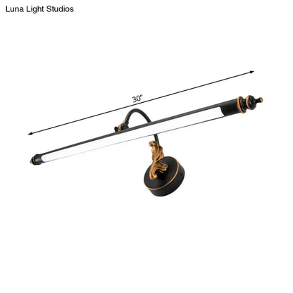 Modern black and gold tubular led wall light bathroom sconce