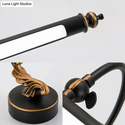Modern black and gold tubular led wall light bathroom sconce