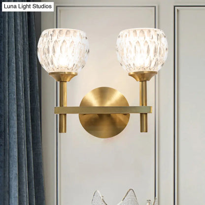 DecorBites™ Modern Black and Gold Wall Light with Clear Dimpled Glass for Living Room