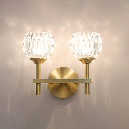 DecorBites™ Modern Black and Gold Wall Light with Clear Dimpled Glass for Living Room