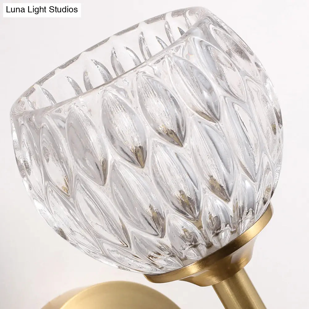 DecorBites™ Modern Black and Gold Wall Light with Clear Dimpled Glass for Living Room