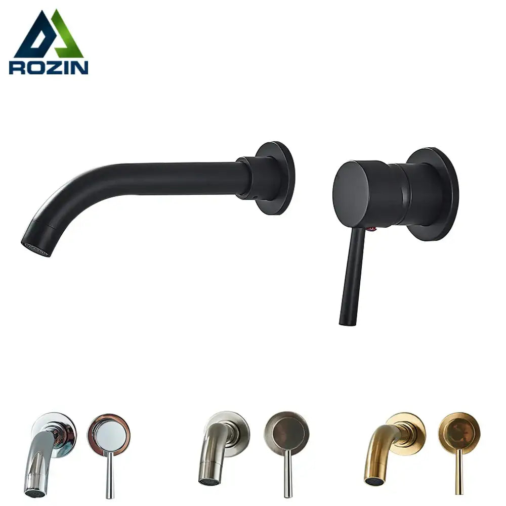 Modern black and gold wall mounted basin faucet bathroom mixer tap