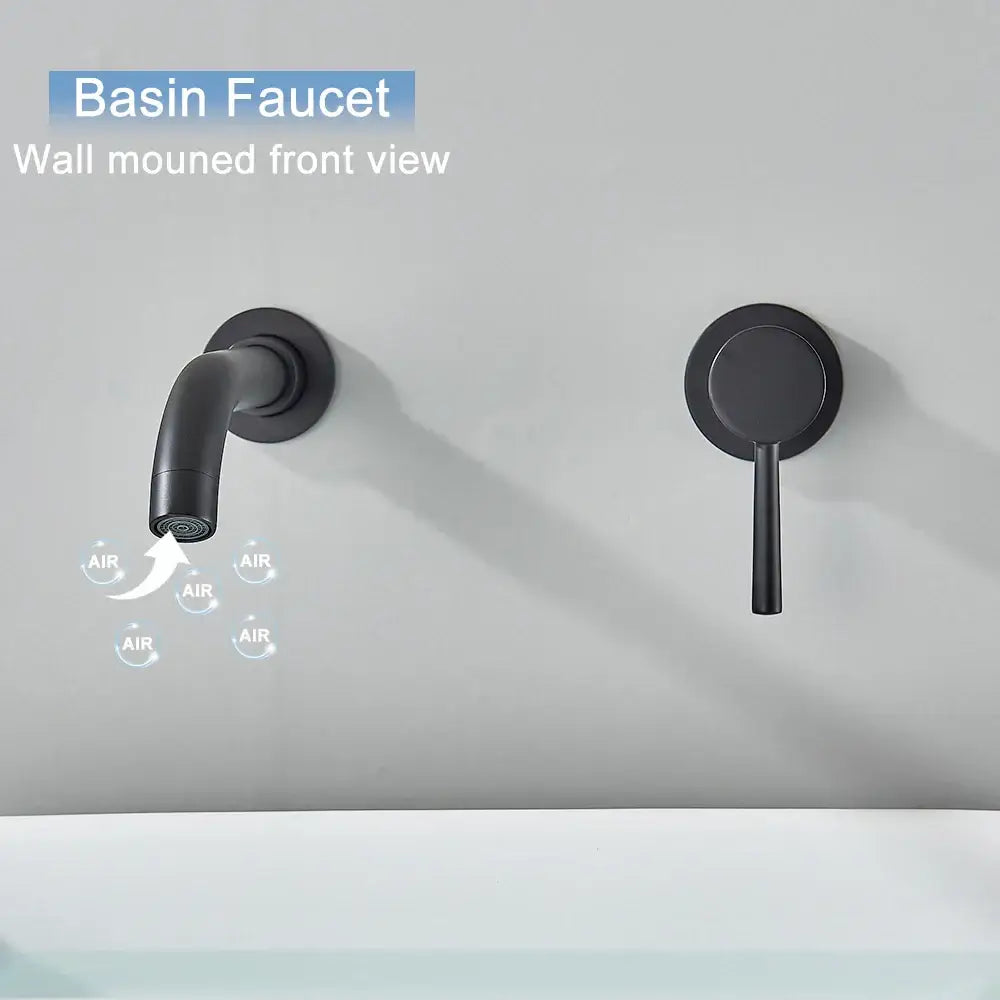 Modern black and gold wall mounted basin faucet bathroom mixer tap