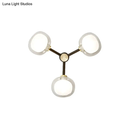 DecorBites™ Modern Black and Gold Wall Sconce with Clear Glass Shade - 3-Head Bedroom Lighting