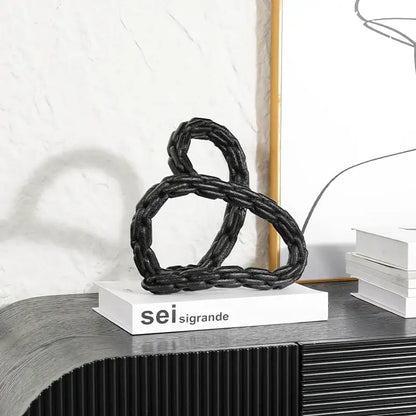 Modern black and golden knot chain sculpture living room decor