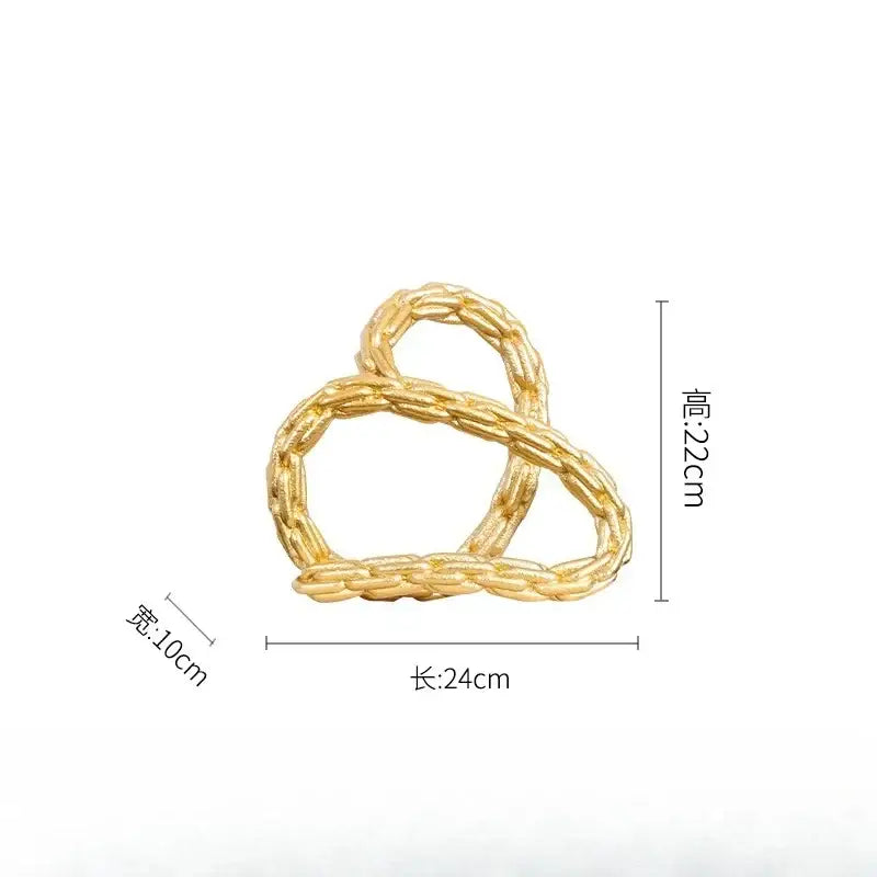 Modern black and golden knot chain sculpture living room decor