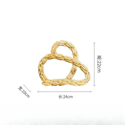 Modern black and golden knot chain sculpture living room decor
