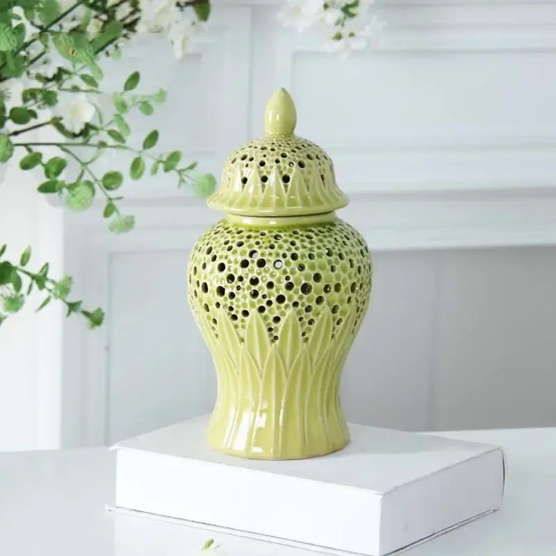 Modern black and golden porcelain jar living room honeycomb decor