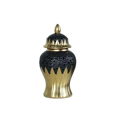 Modern black and golden porcelain jar living room honeycomb decor