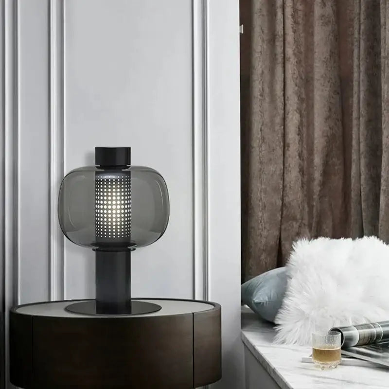 Modern black and gray glass table light bedroom bedside lamp