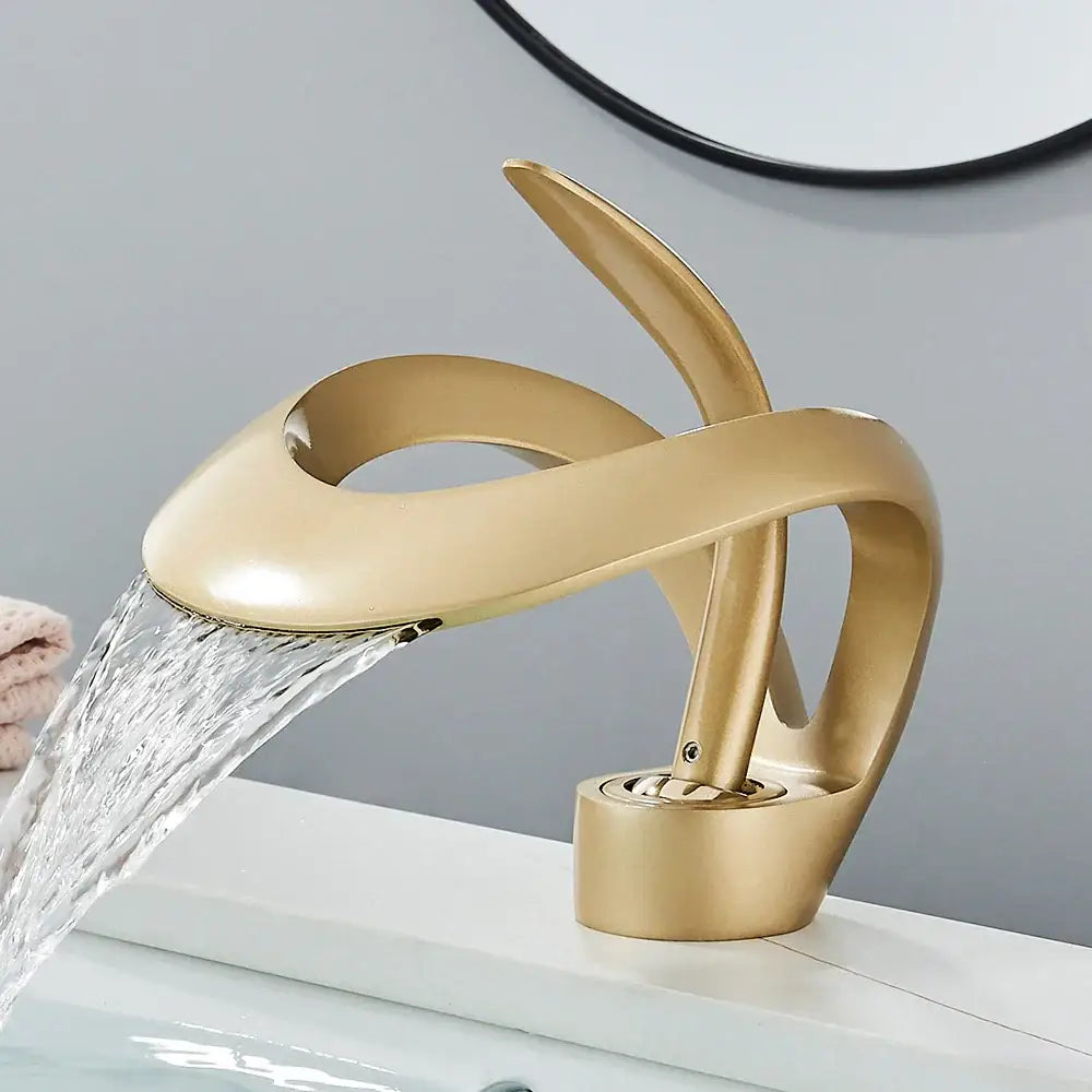 Modern black and grey waterfall mixer tap bathroom basin faucet