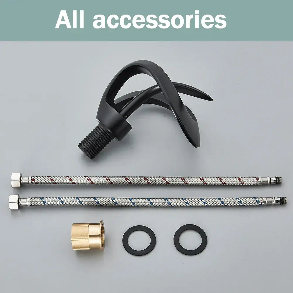 Modern black and grey waterfall mixer tap bathroom basin faucet