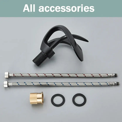 Modern black and grey waterfall mixer tap bathroom basin faucet