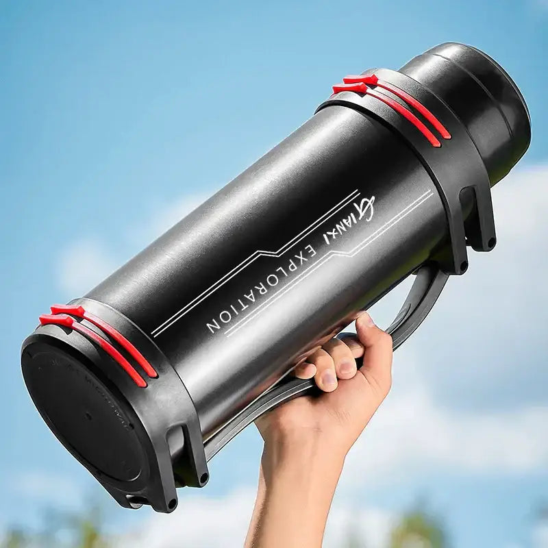 Modern black and red stainless steel travel kettle kitchen thermos bottle