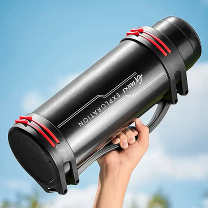 Modern black and red stainless steel travel kettle kitchen thermos bottle