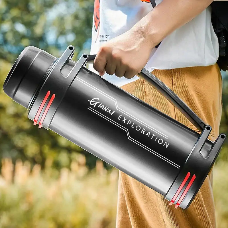Modern black and red stainless steel travel kettle kitchen thermos bottle