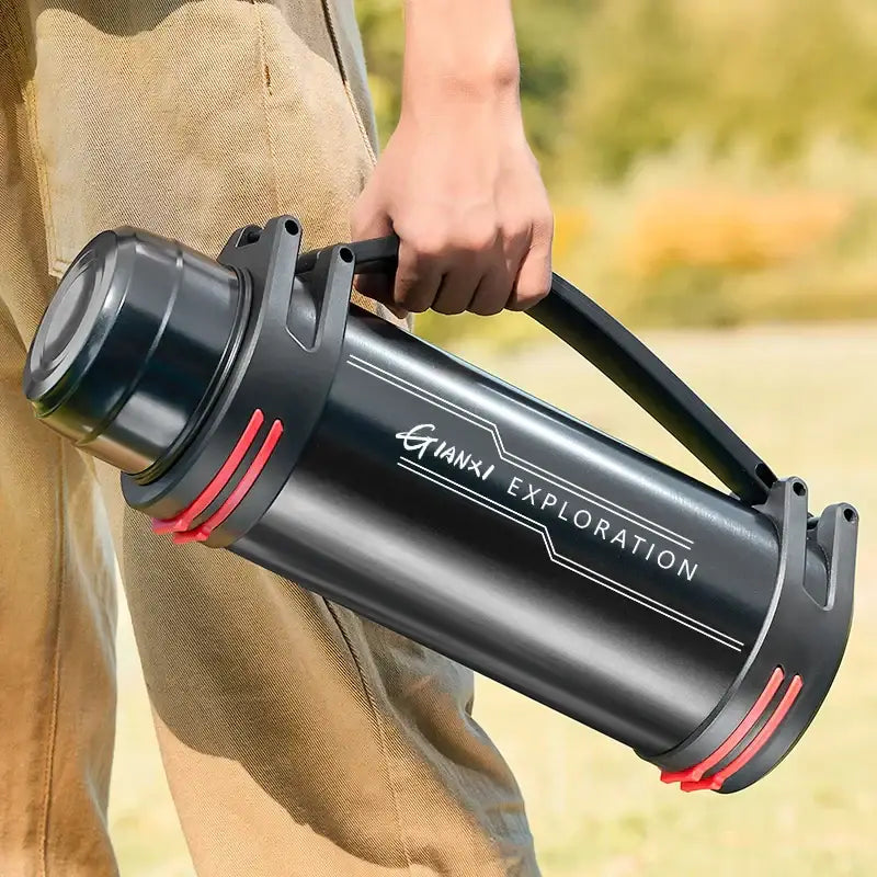 Modern black and red stainless steel travel kettle kitchen thermos bottle