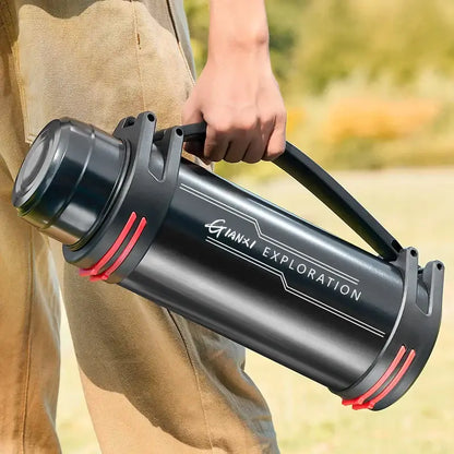 Modern black and red stainless steel travel kettle kitchen thermos bottle