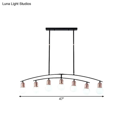 Modern black and rose gold linear chandelier dining room island light