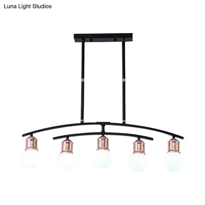 Modern black and rose gold linear chandelier dining room island light
