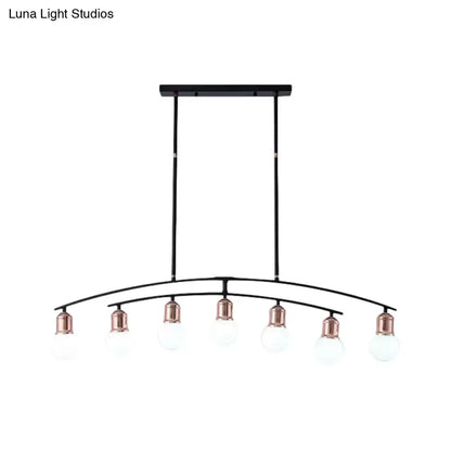 Modern black and rose gold linear chandelier dining room island light