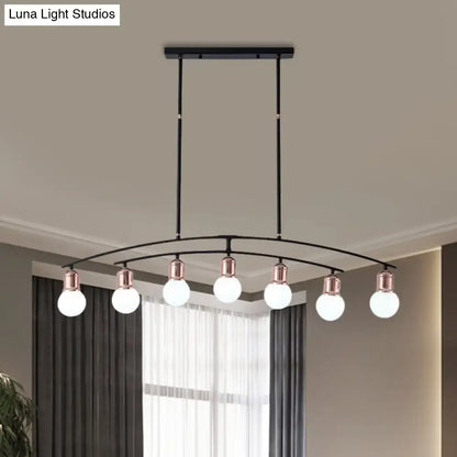 Modern black and rose gold linear chandelier dining room island light