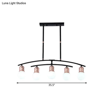 Modern black and rose gold linear chandelier dining room island light