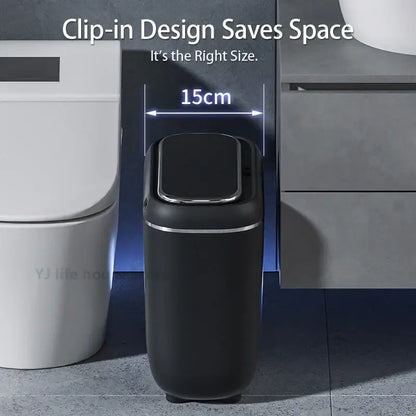 Modern black and silver automatic sensor trash can kitchen