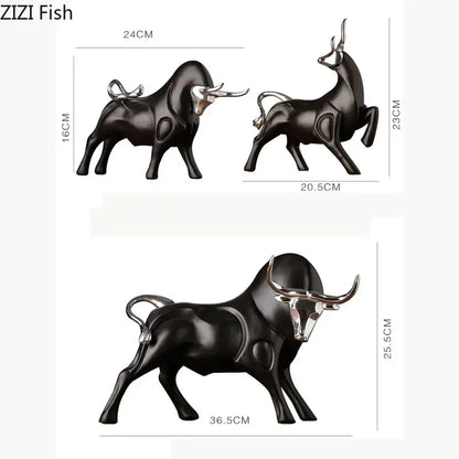 Modern black and silver bull sculpture living room decorfigurine