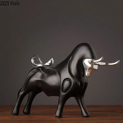 Modern black and silver bull sculpture living room decorfigurine
