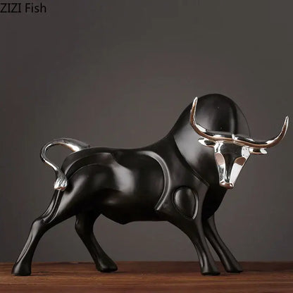 Modern black and silver bull sculpture living room decorfigurine