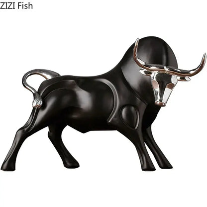 Modern black and silver bull sculpture living room decorfigurine