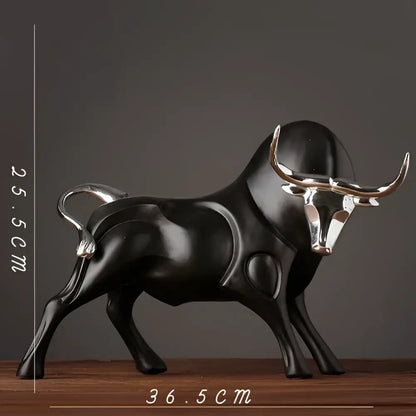 Modern black and silver bull sculpture living room decorfigurine
