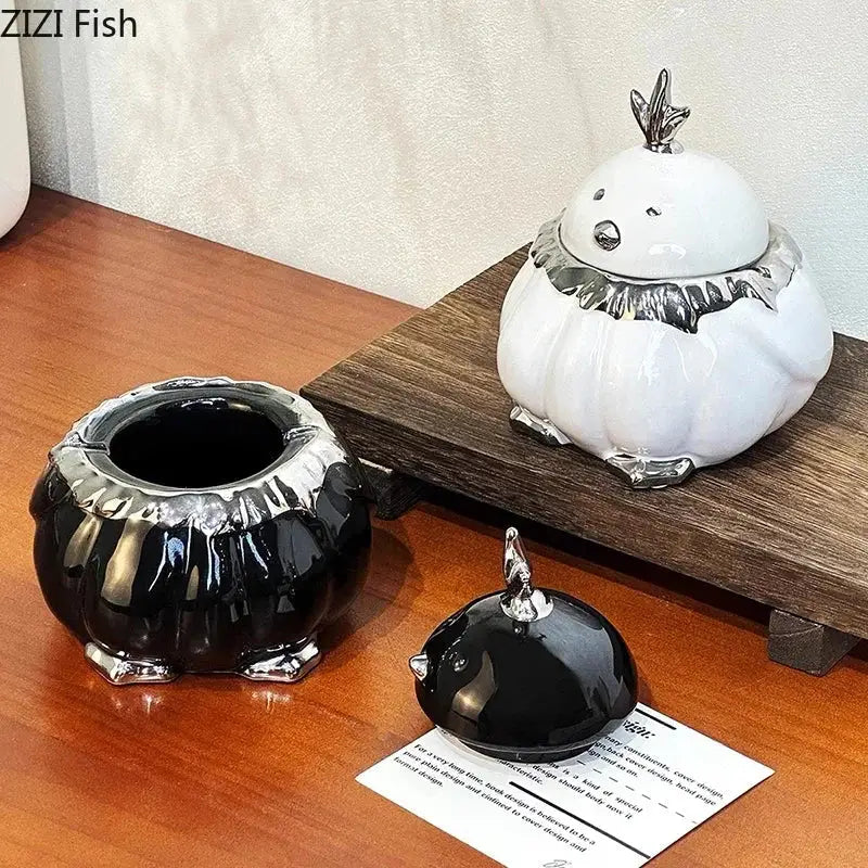 Modern black and silver duck shaped ceramic ashtray living room decor