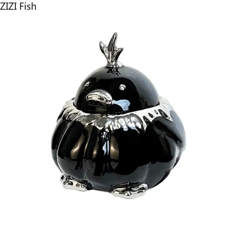 Modern black and silver duck shaped ceramic ashtray living room decor