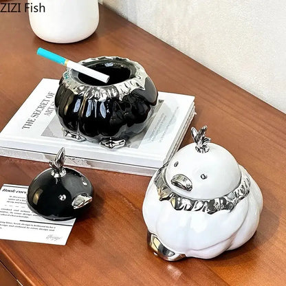 Modern black and silver duck shaped ceramic ashtray living room decor