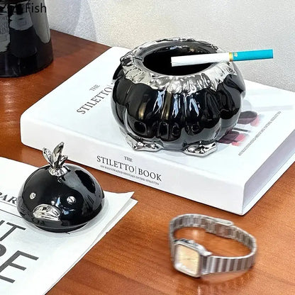 Modern black and silver duck shaped ceramic ashtray living room decor