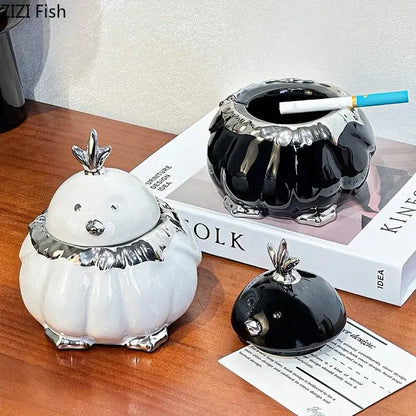Modern black and silver duck shaped ceramic ashtray living room decor