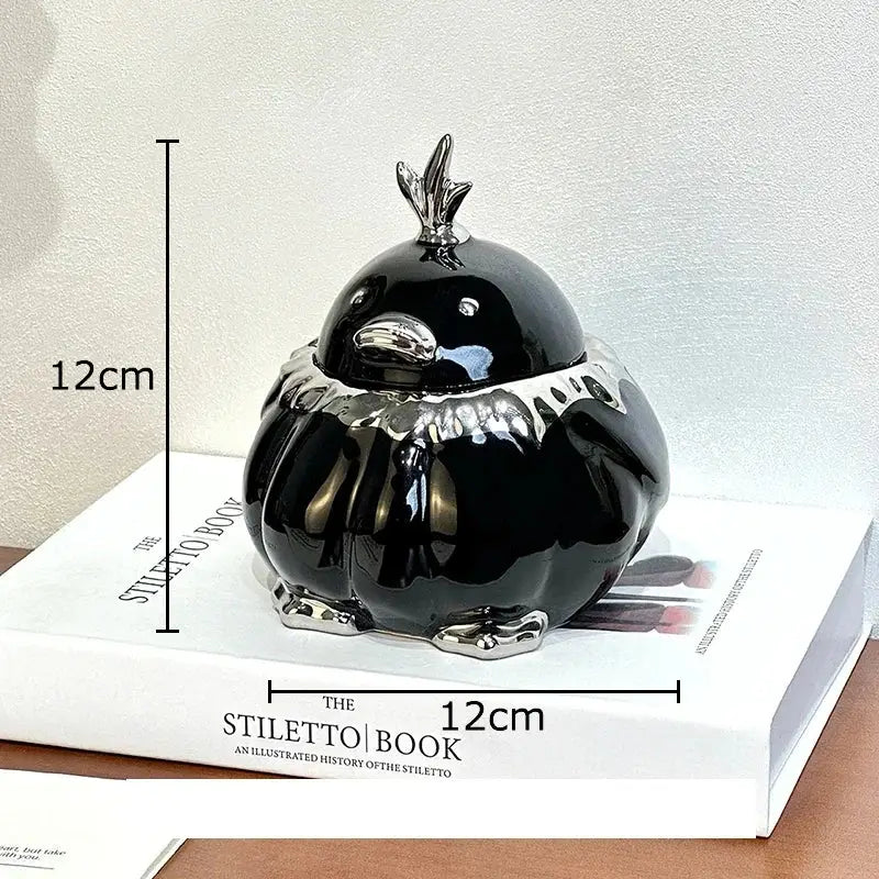 Modern black and silver duck shaped ceramic ashtray living room decor