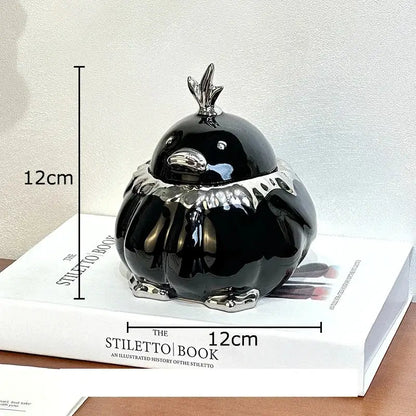 Modern black and silver duck shaped ceramic ashtray living room decor