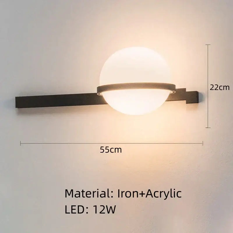 Modern black and white acrylic ball wall lights bedroom sconces