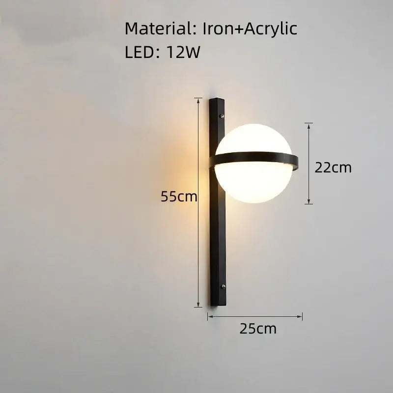 Modern black and white acrylic ball wall lights bedroom sconces