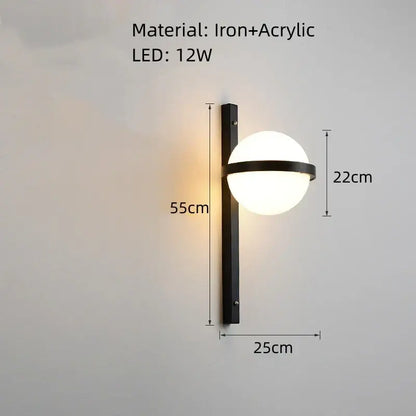 Modern black and white acrylic ball wall lights bedroom sconces