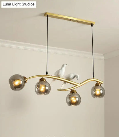 Modern black and white bird linear island pendant light dining room
