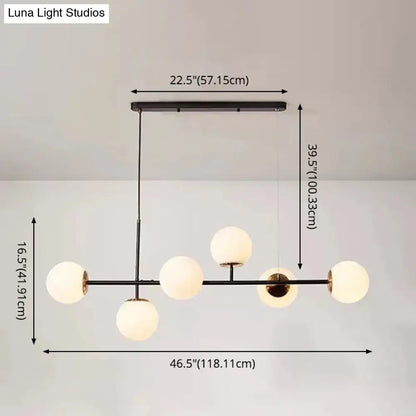 Modern black and white bird linear island pendant light dining room