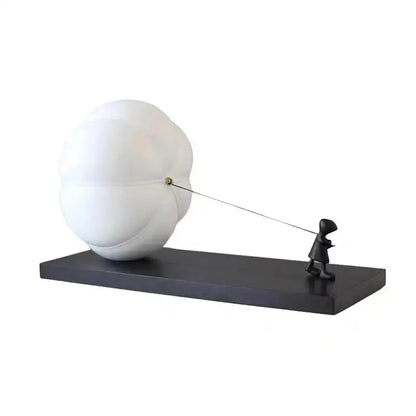 Modern black and white cartoon balloon man sculpture living room decor